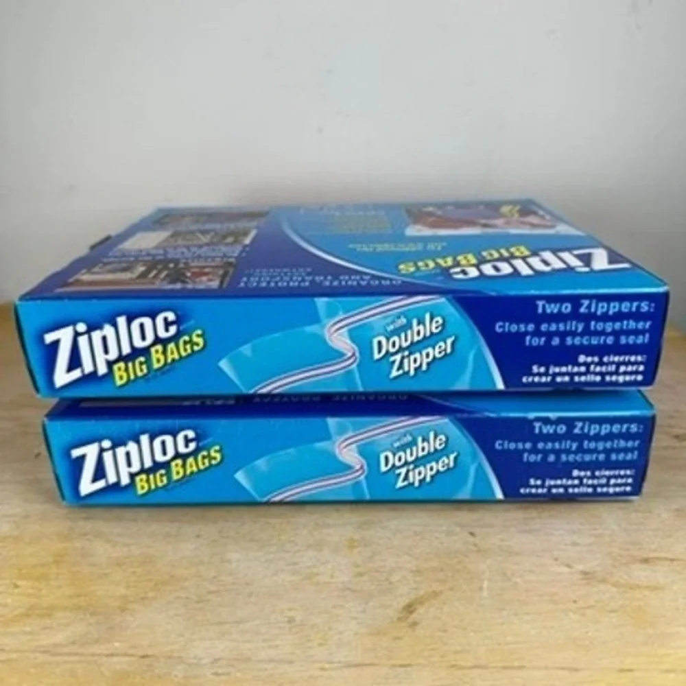 Ziploc Big Bags XL 10 Gallon Double Zipper Sturdy Handle 2 Boxes of 4 Bags NOS